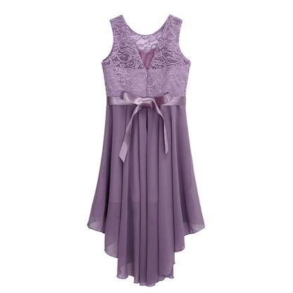 Girls Lace Floaty Dipped Hem Dress (Age 6-16 Years)
