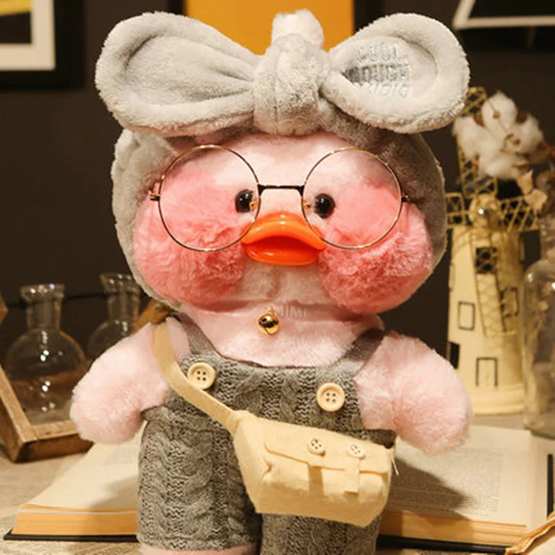 Lalafanfan Yellow Café Duck Plush – 30cm Kawaii Soothing Toy C