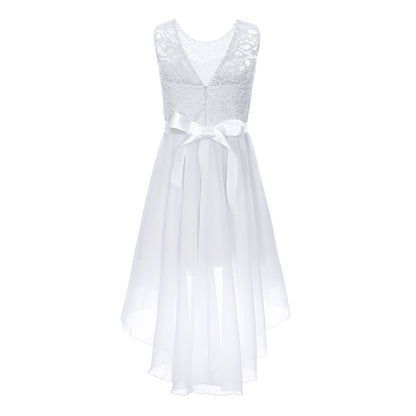 Girls Lace Floaty Dipped Hem Dress (Age 6-16 Years)