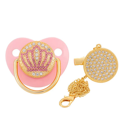 Baby Rhinestone Bling Pacifier Dummy Clip