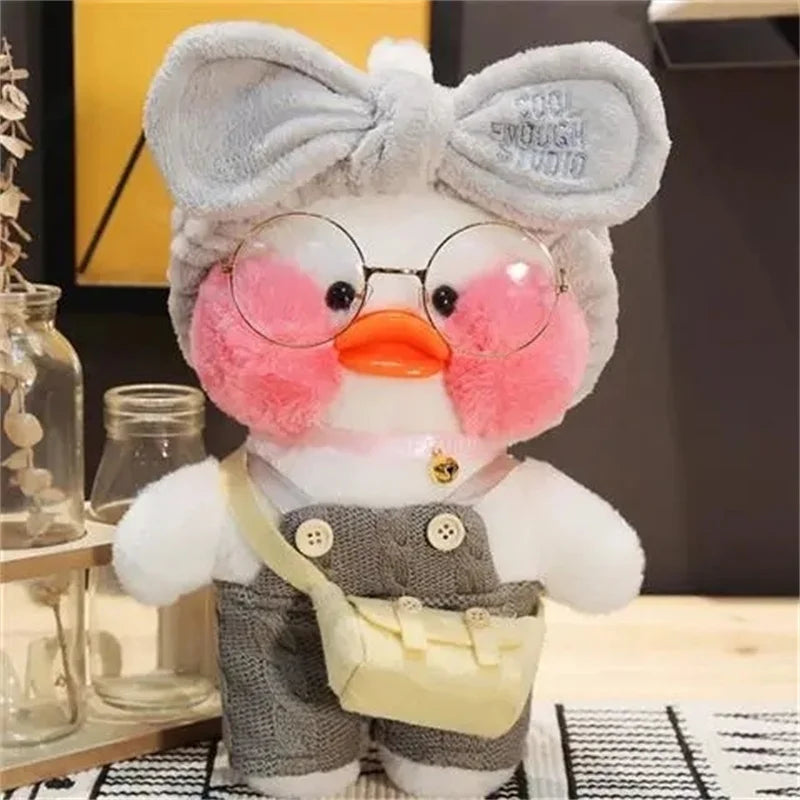Lalafanfan Yellow Café Duck Plush – 30cm Kawaii Soothing Toy F
