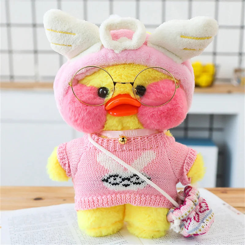 Lalafanfan Yellow Café Duck Plush – 30cm Kawaii Soothing Toy X