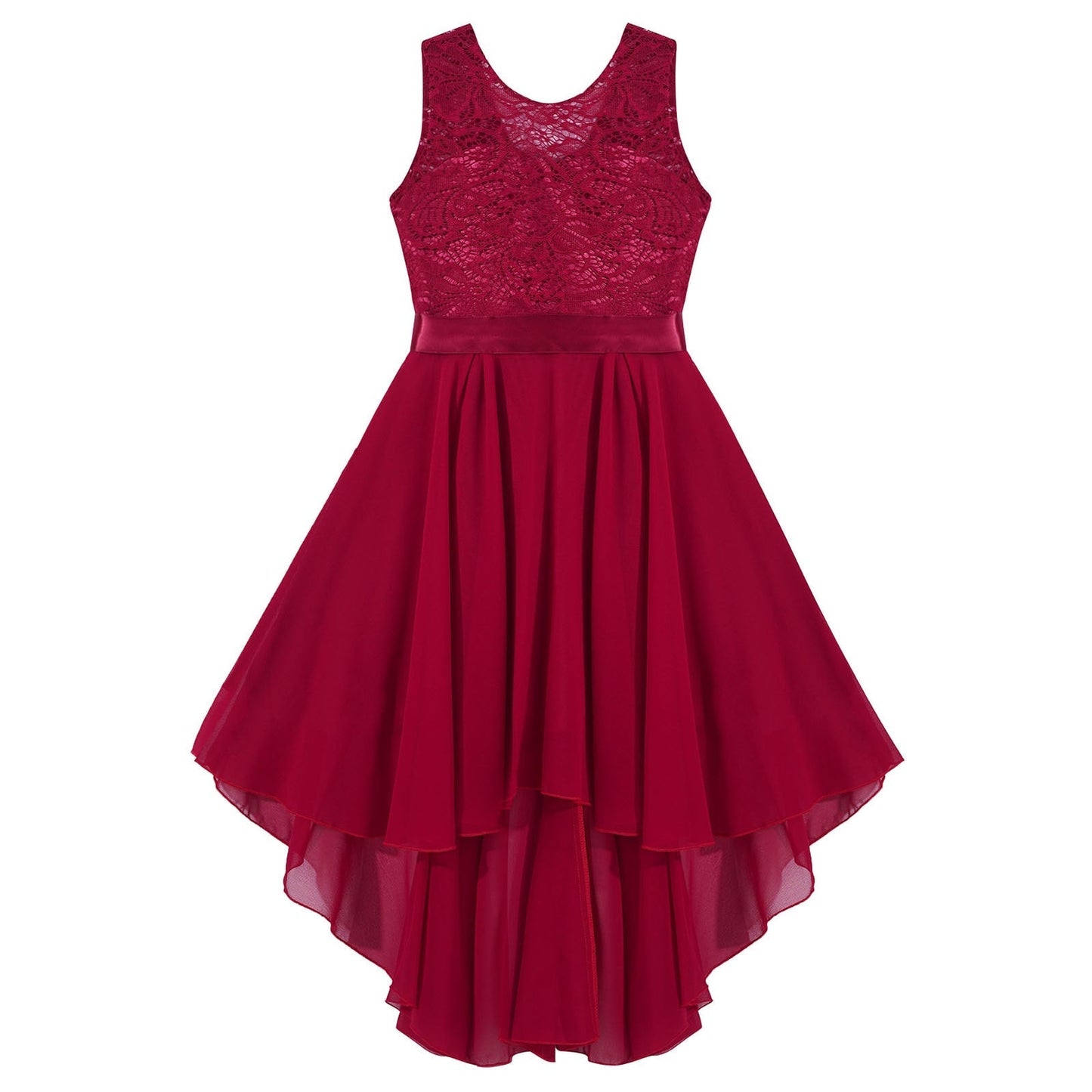 Girls Lace Floaty Dipped Hem Dress (Age 6-16 Years)
