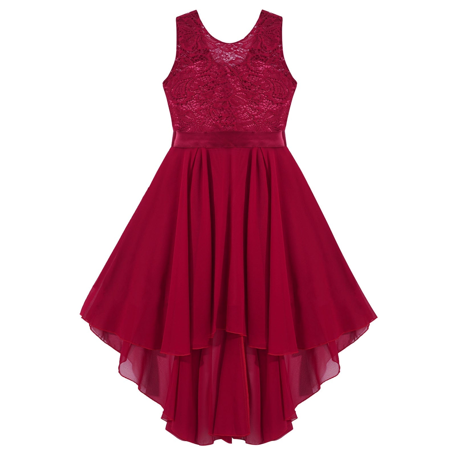 Girls Lace Floaty Dipped Hem Dress (Age 6-16 Years)