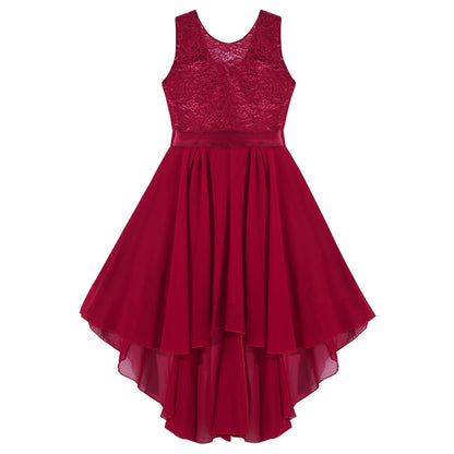 Girls Lace Floaty Dipped Hem Dress (Age 6-16 Years)