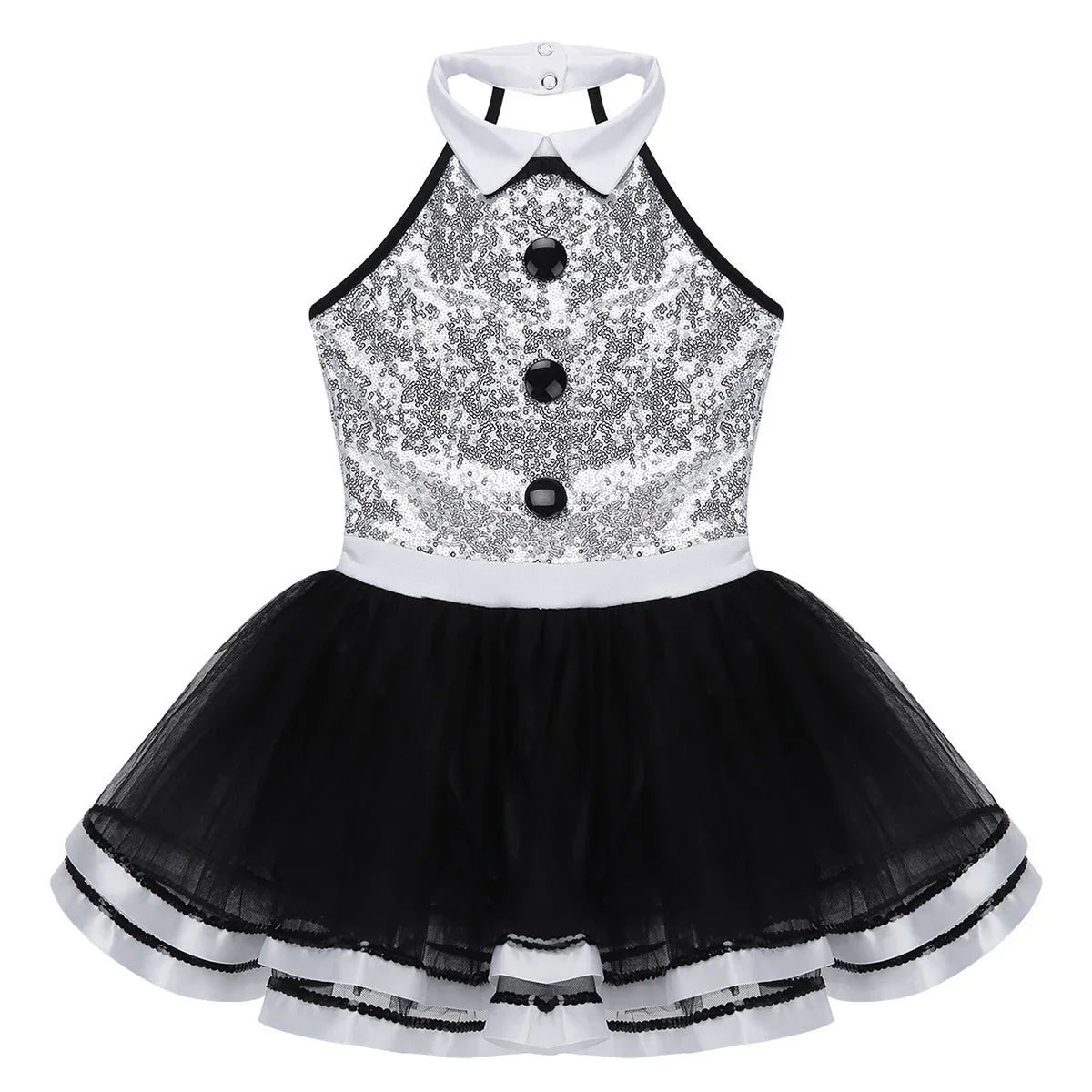 Girls Dance Sleeveless Sequin Leotard Dress (Age 4-14 YRS)