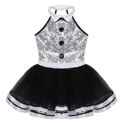 Girls Dance Sleeveless Sequin Leotard Dress (Age 4-14 YRS)