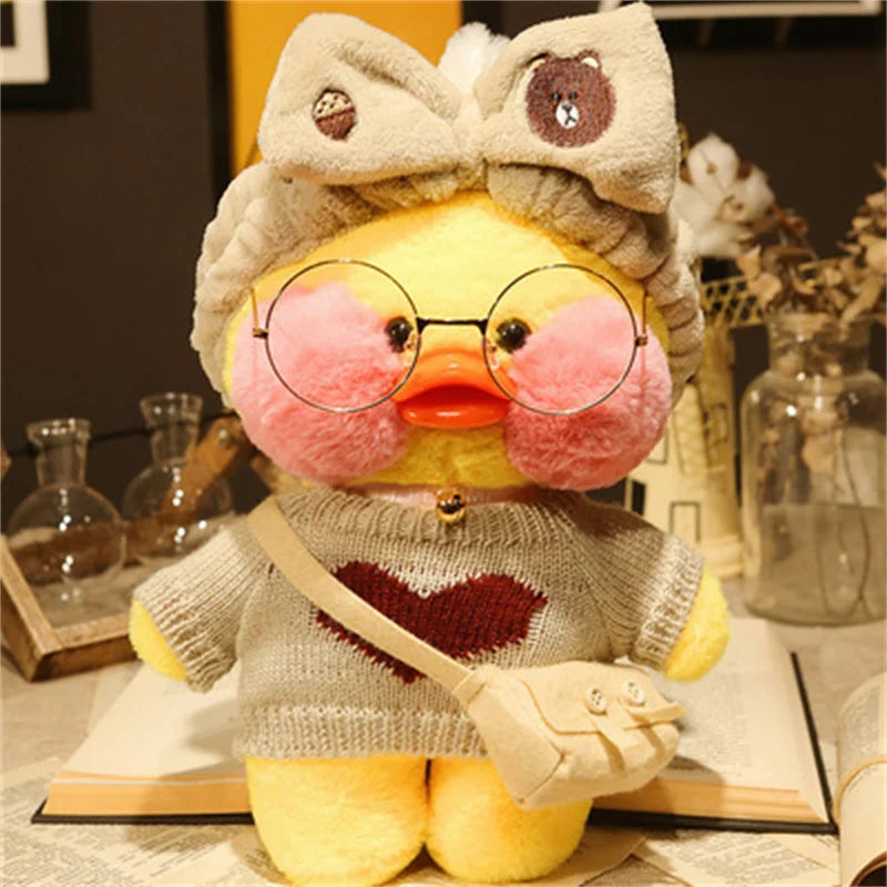 Lalafanfan Yellow Café Duck Plush – 30cm Kawaii Soothing Toy
