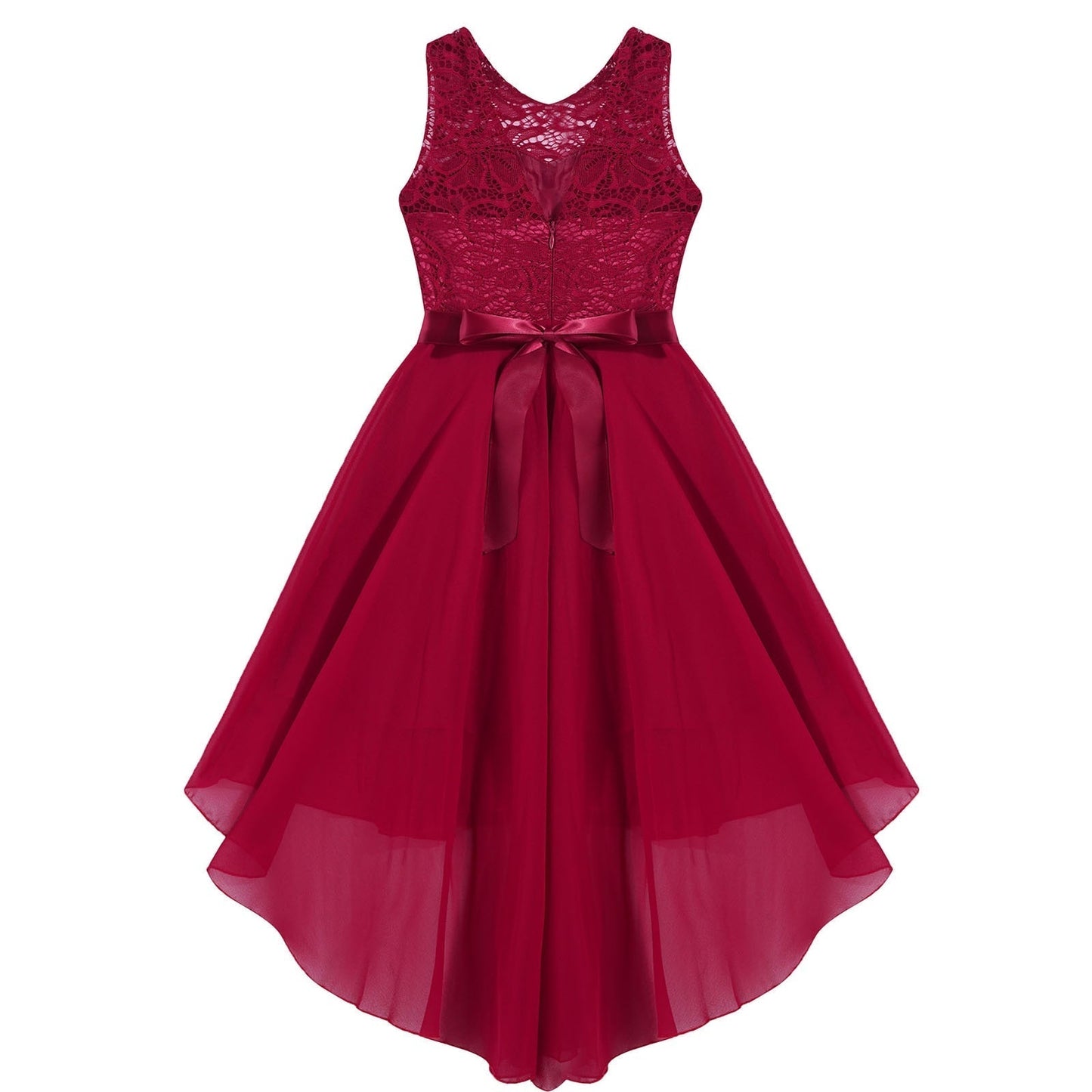 Girls Lace Floaty Dipped Hem Dress (Age 6-16 Years)