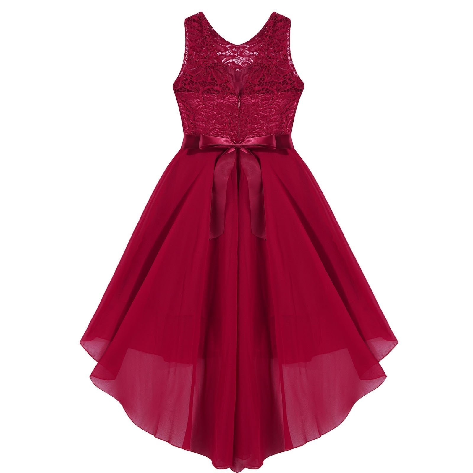 Girls Lace Floaty Dipped Hem Dress (Age 6-16 Years)