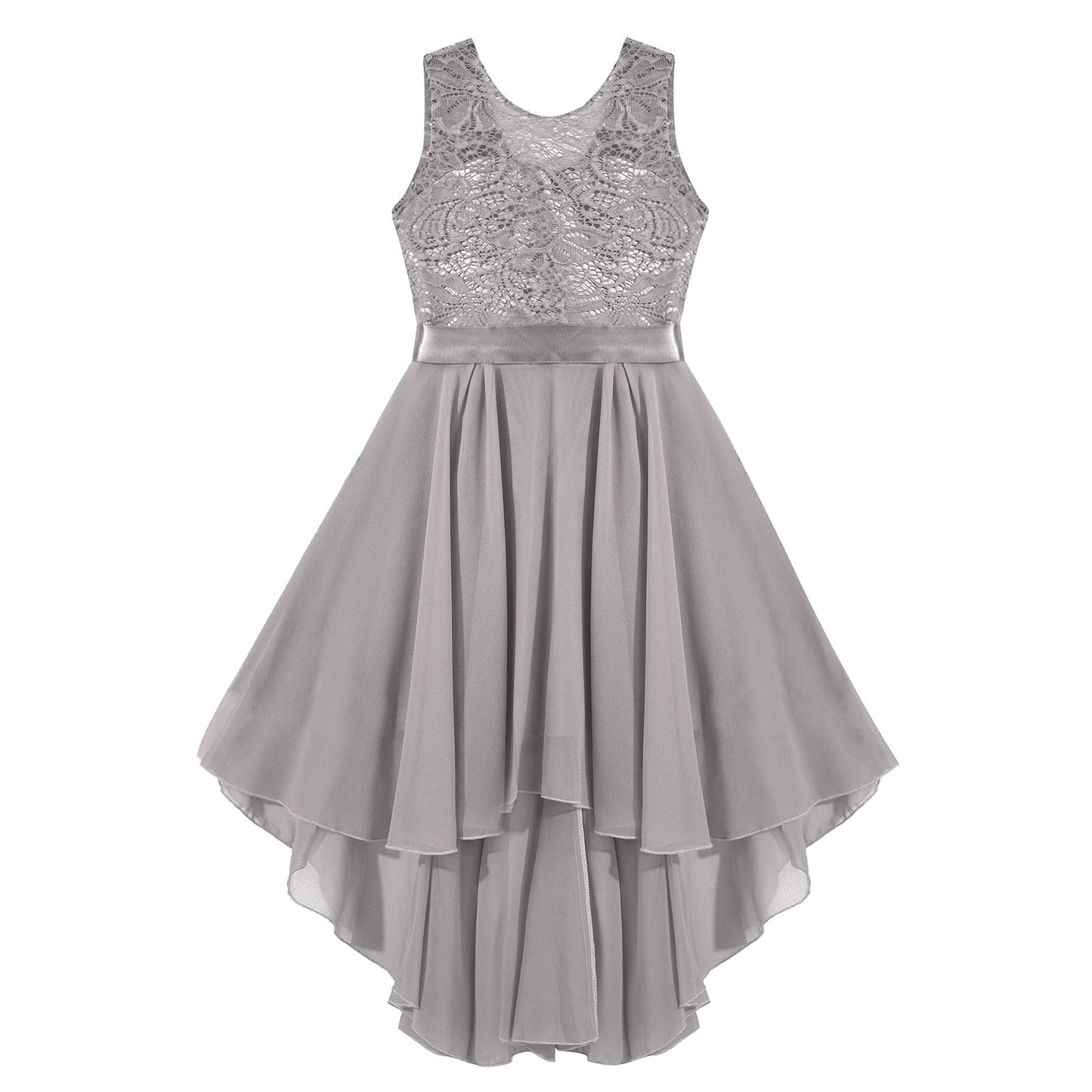 Girls Lace Floaty Dipped Hem Dress (Age 6-16 Years)