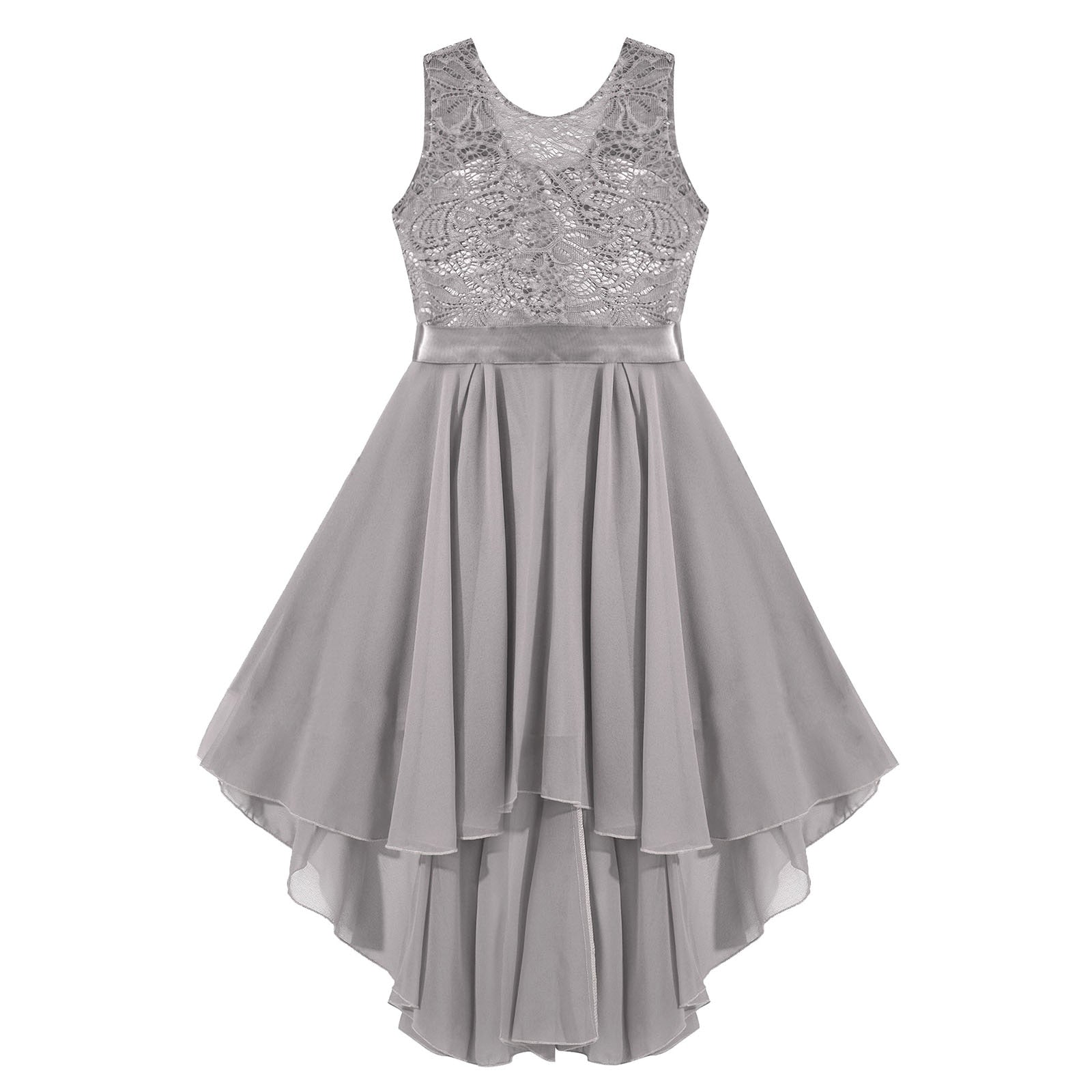 Girls Lace Floaty Dipped Hem Dress (Age 6-16 Years)