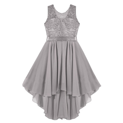 Girls Lace Floaty Dipped Hem Dress (Age 6-16 Years)