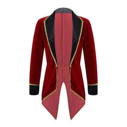 Kids Circus Ringmaster Jacket Long Sleeves Tuxedo Coat (Age 4-16 YRS)