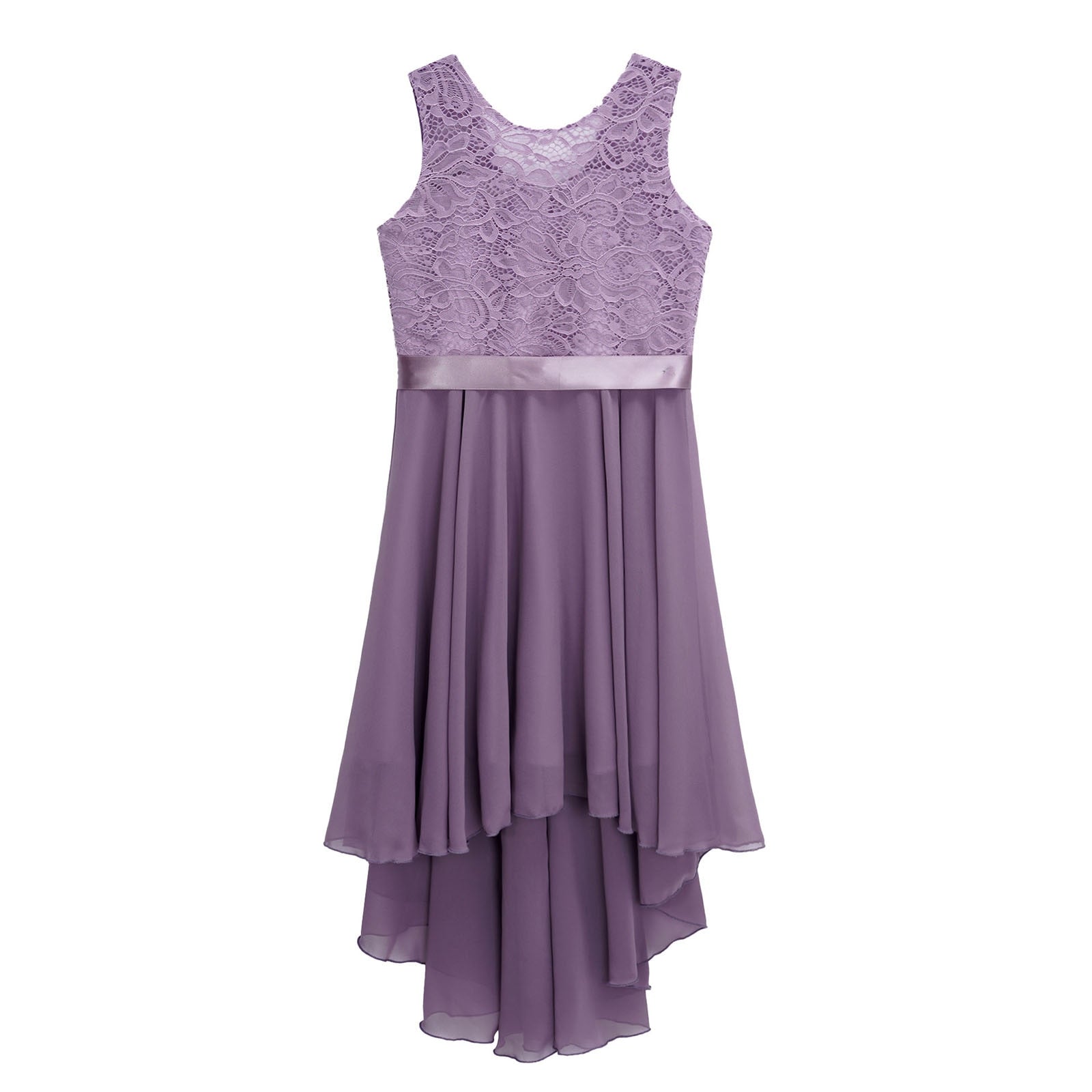 Girls Lace Floaty Dipped Hem Dress (Age 6-16 Years)