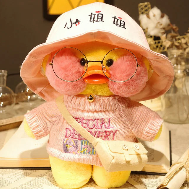 Lalafanfan Yellow Café Duck Plush – 30cm Kawaii Soothing Toy Z