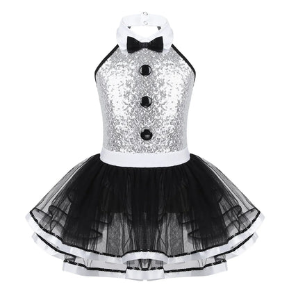 Girls Dance Sleeveless Sequin Leotard Dress (Age 4-14 YRS)