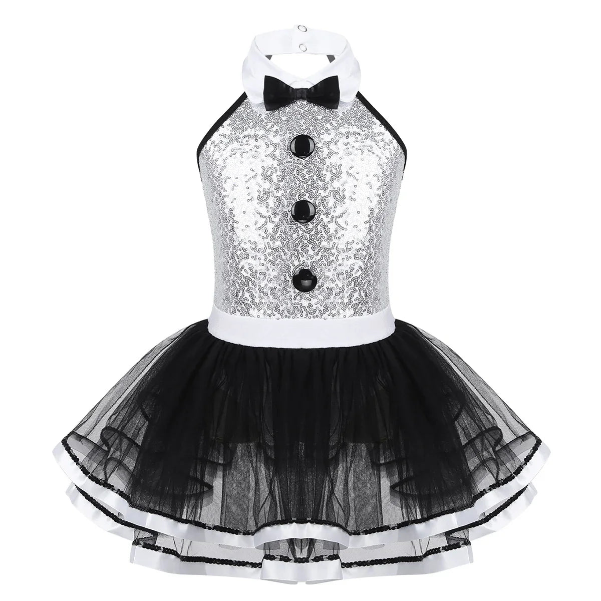 Girls Dance Sleeveless Sequin Leotard Dress (Age 4-14 YRS)