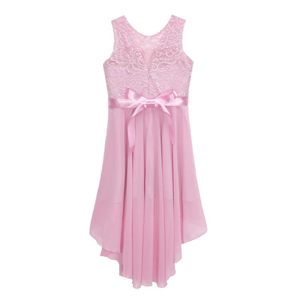 Girls Lace Floaty Dipped Hem Dress (Age 6-16 Years)