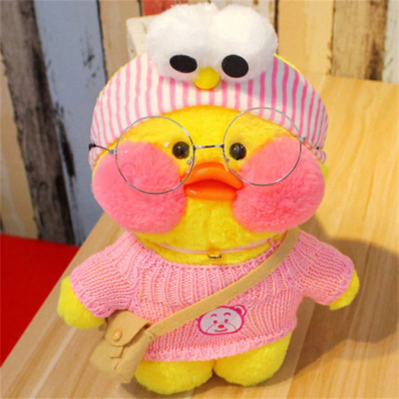 Lalafanfan Yellow Café Duck Plush – 30cm Kawaii Soothing Toy A