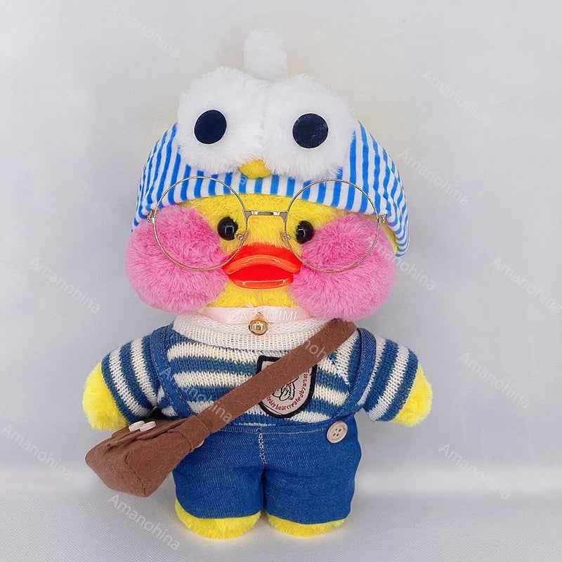Lalafanfan Yellow Café Duck Plush – 30cm Kawaii Soothing Toy 4
