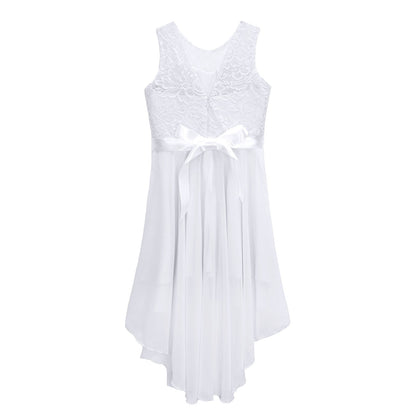 Girls Lace Floaty Dipped Hem Dress (Age 6-16 Years)