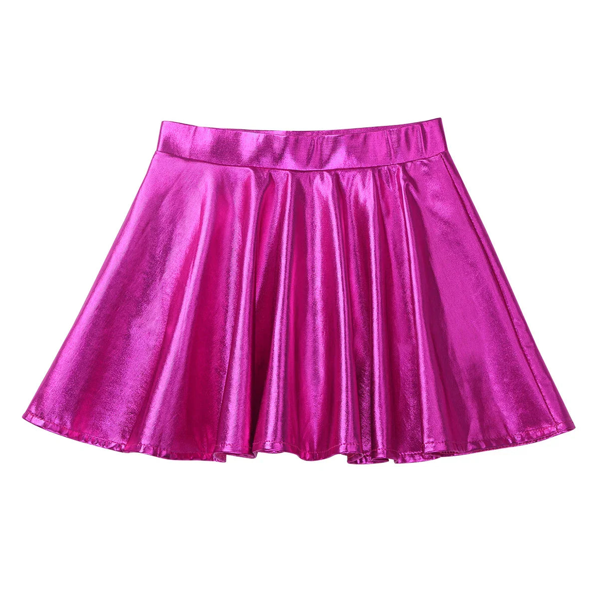 Girls Metallic Flared Pleated A-Line Mini Skater Skirt (Age 6-14 YRS)