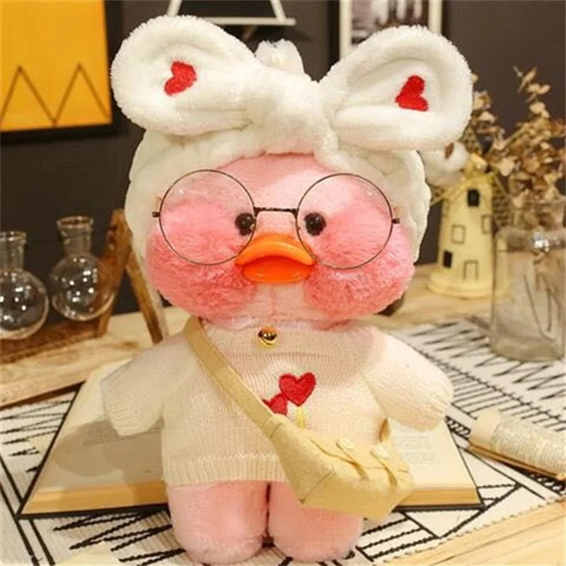 Lalafanfan Yellow Café Duck Plush – 30cm Kawaii Soothing Toy D