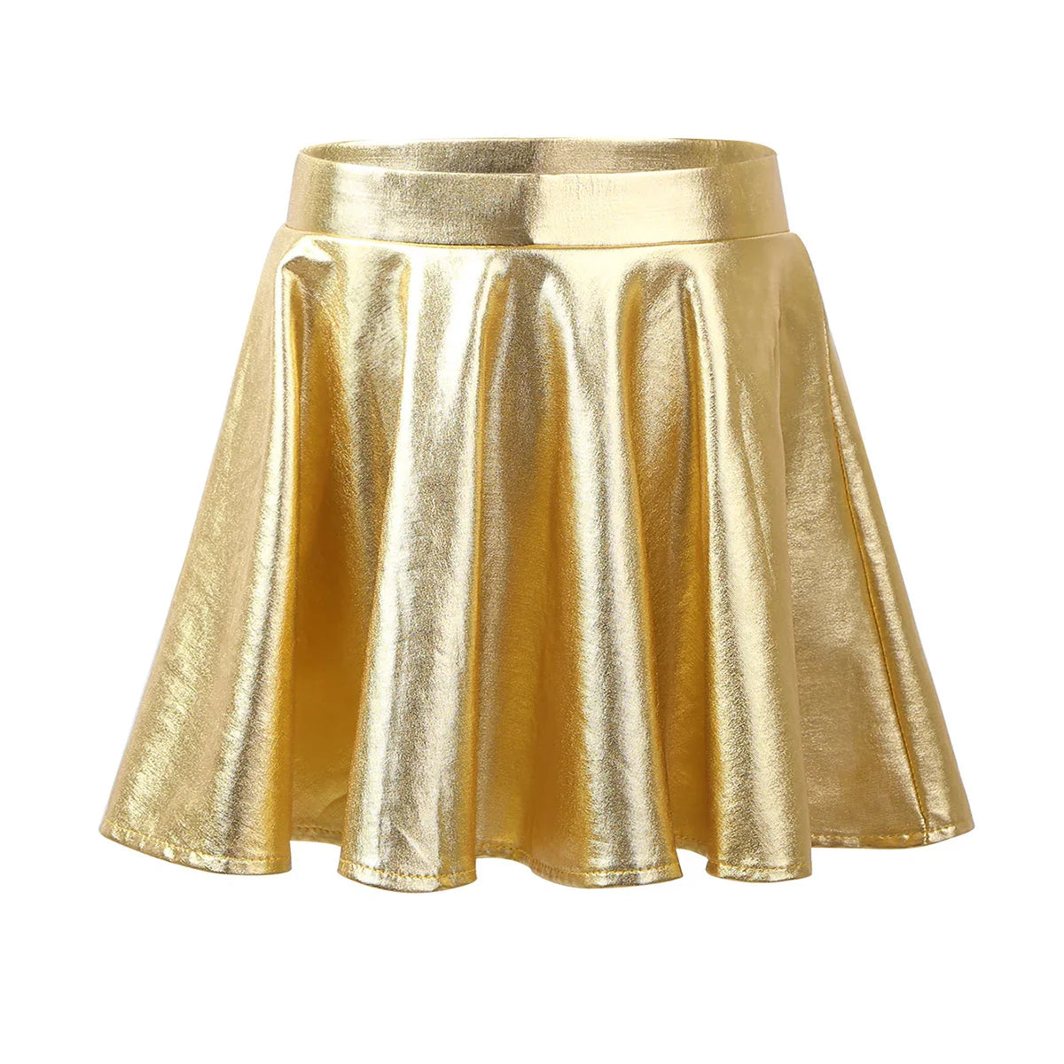 Girls Metallic Flared Pleated A-Line Mini Skater Skirt (Age 6-14 YRS)