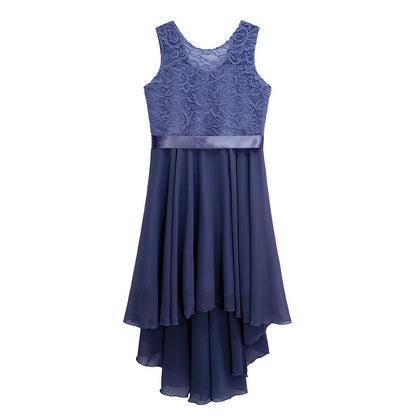 Girls Lace Floaty Dipped Hem Dress (Age 6-16 Years)