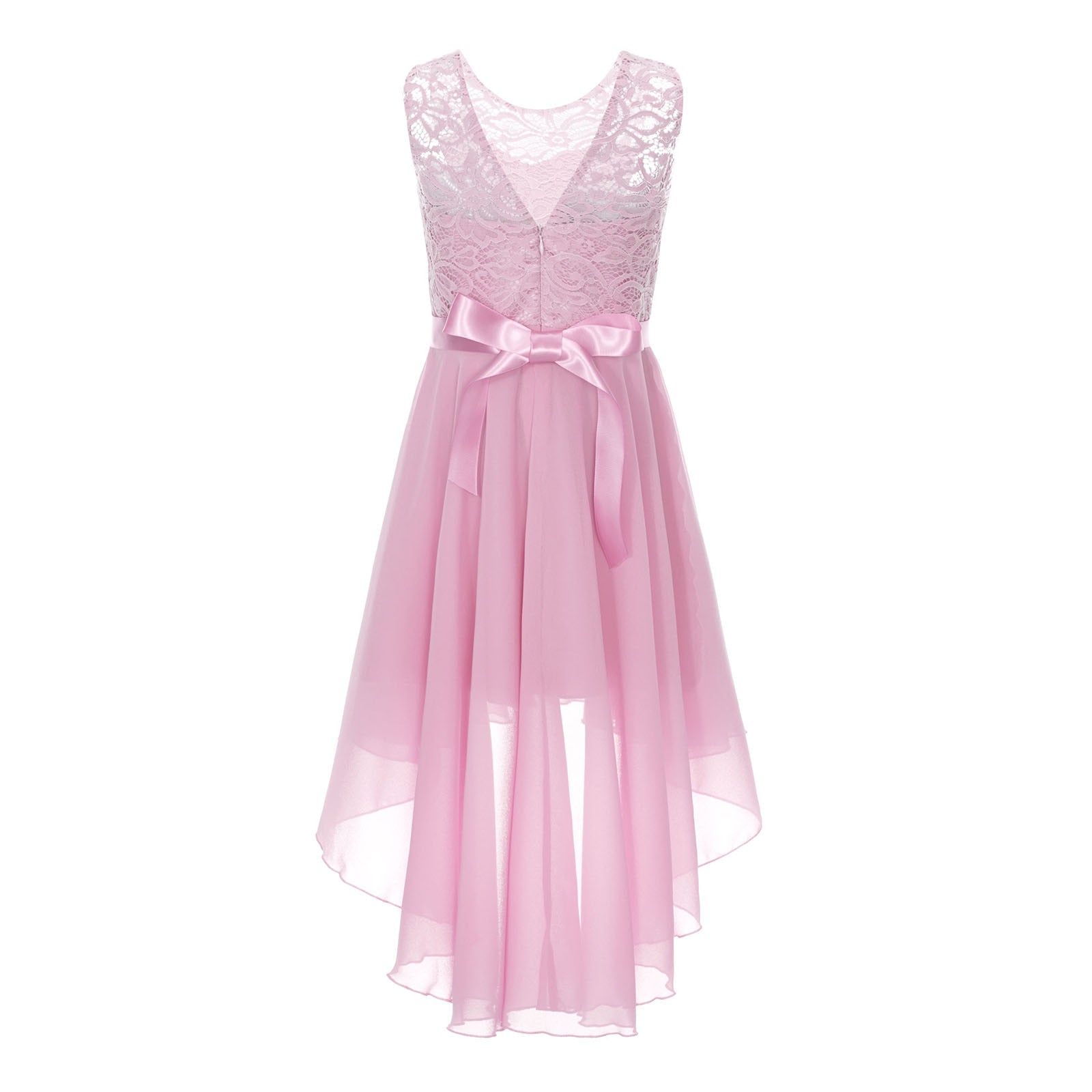 Girls Lace Floaty Dipped Hem Dress (Age 6-16 Years)