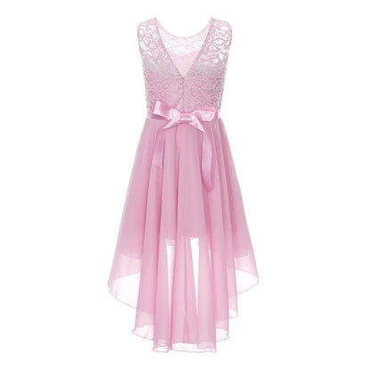 Girls Lace Floaty Dipped Hem Dress (Age 6-16 Years)