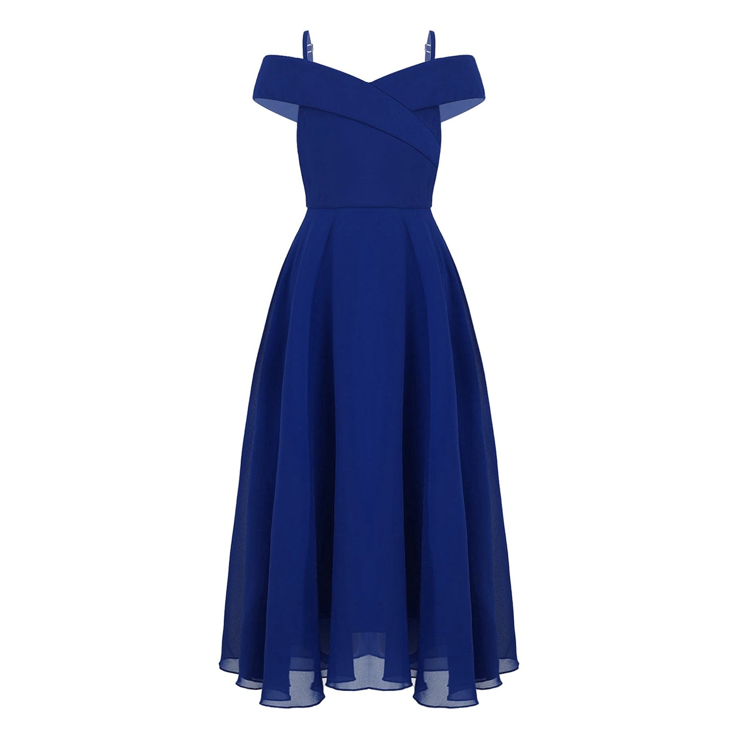 Girls Chiffon Off-the-Shoulder Adjustable A-Line Dress (Age 4-16 YRS)