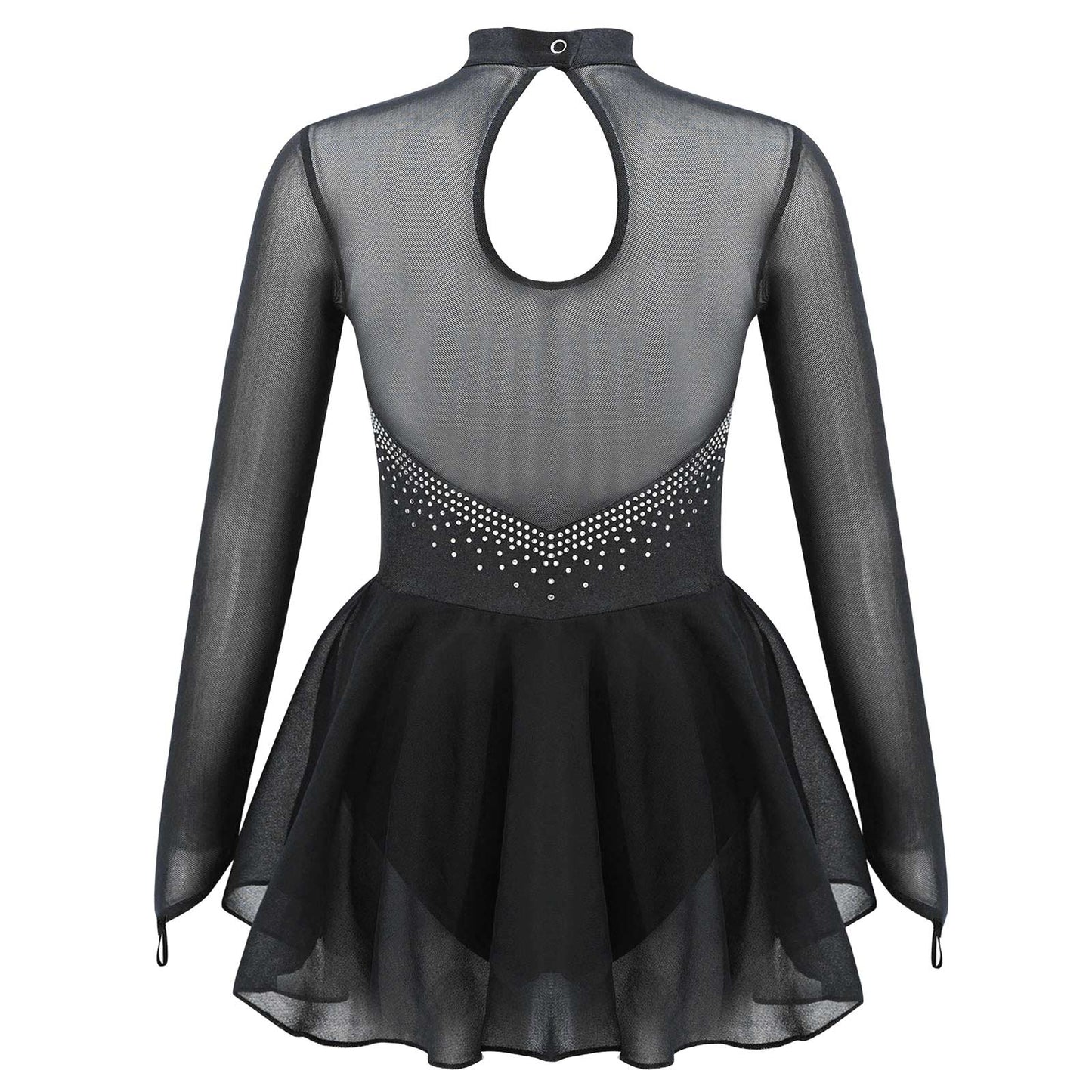 Girls Long Mesh Sleeve Rhinestone Embellished Leotard (Age 6-14YRS)