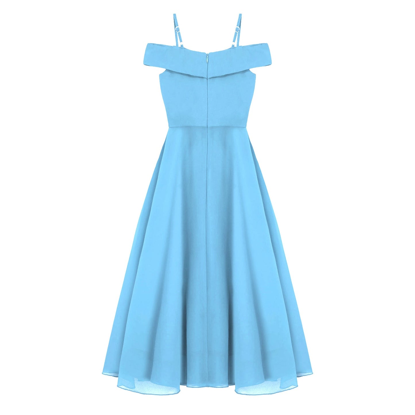 Girls Chiffon Off-the-Shoulder Adjustable A-Line Dress (Age 4-16 YRS)