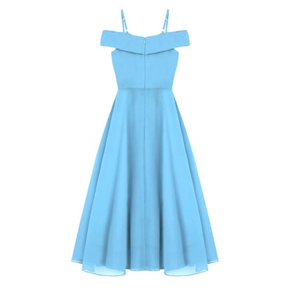 Girls Chiffon Off-the-Shoulder Adjustable A-Line Dress (Age 4-16 YRS)