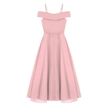 Girls Chiffon Off-the-Shoulder Adjustable A-Line Dress (Age 4-16 YRS)