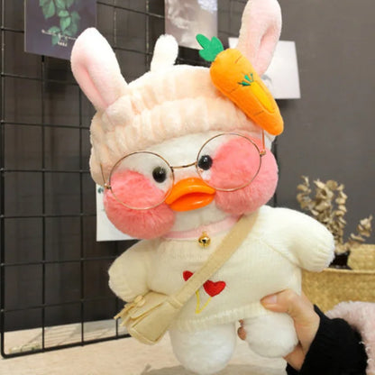 Lalafanfan Yellow Café Duck Plush – 30cm Kawaii Soothing Toy S