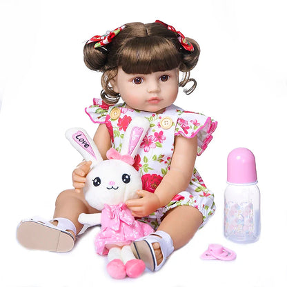 Reborn Baby Silicone Doll 50CM Flower Jumpsuit 50cm