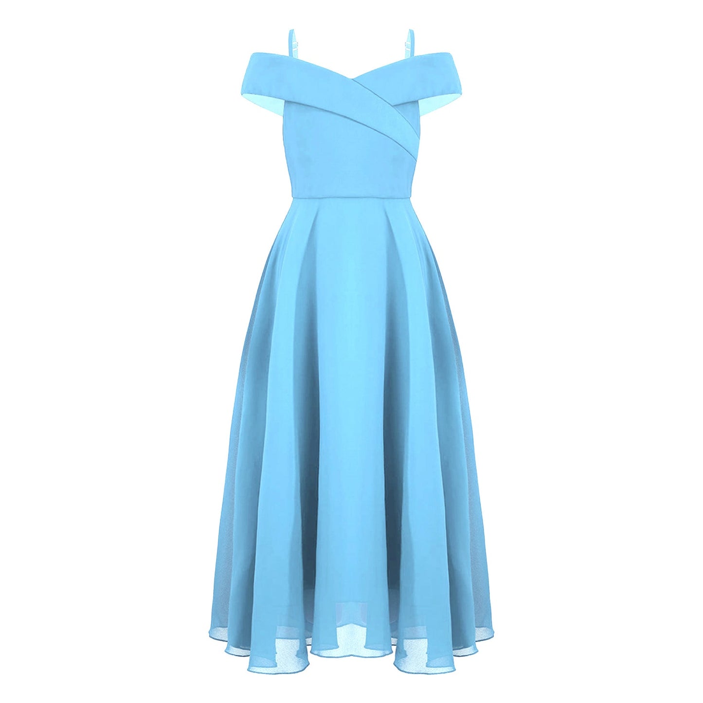 Girls Chiffon Off-the-Shoulder Adjustable A-Line Dress (Age 4-16 YRS)