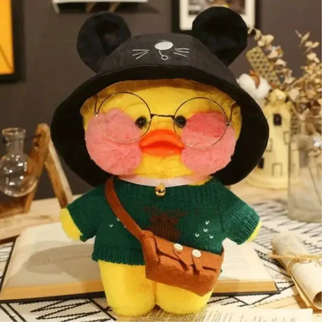 Lalafanfan Yellow Café Duck Plush – 30cm Kawaii Soothing Toy K