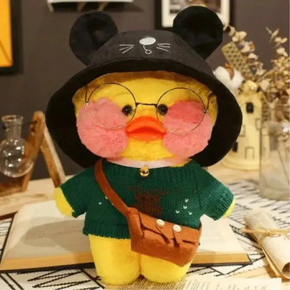 Lalafanfan Yellow Café Duck Plush – 30cm Kawaii Soothing Toy K