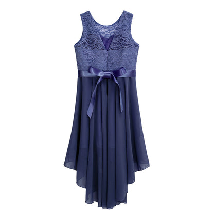 Girls Lace Floaty Dipped Hem Dress (Age 6-16 Years)