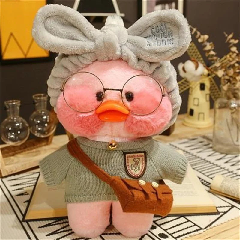 Lalafanfan Yellow Café Duck Plush – 30cm Kawaii Soothing Toy M