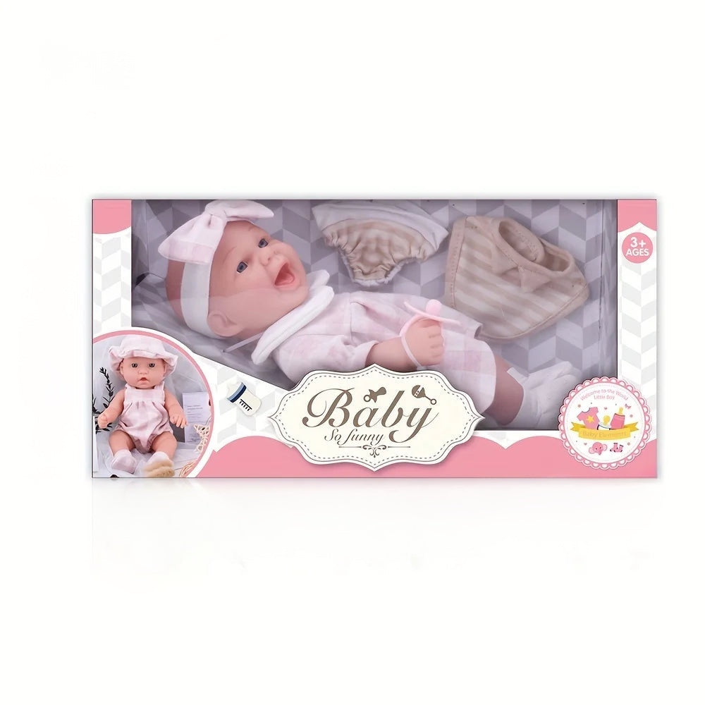 Reborn Baby Doll in Gift Box with Accessories Pink Pacifier - 12''/30cm