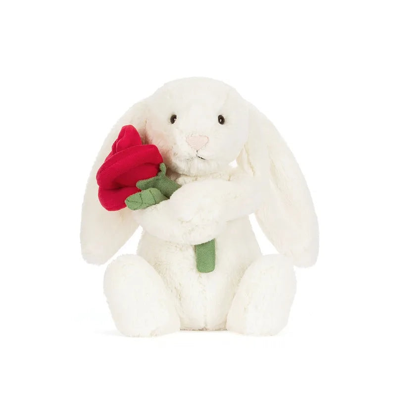 Jellycat‑Style Bunny & Crimson Dragon Rose Bouquet Plush Toy