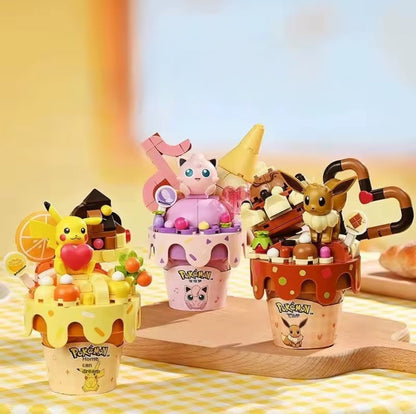 Pokémon Ice Cream Cone Building Block Toys Pikachu Jigglypuff Eevee