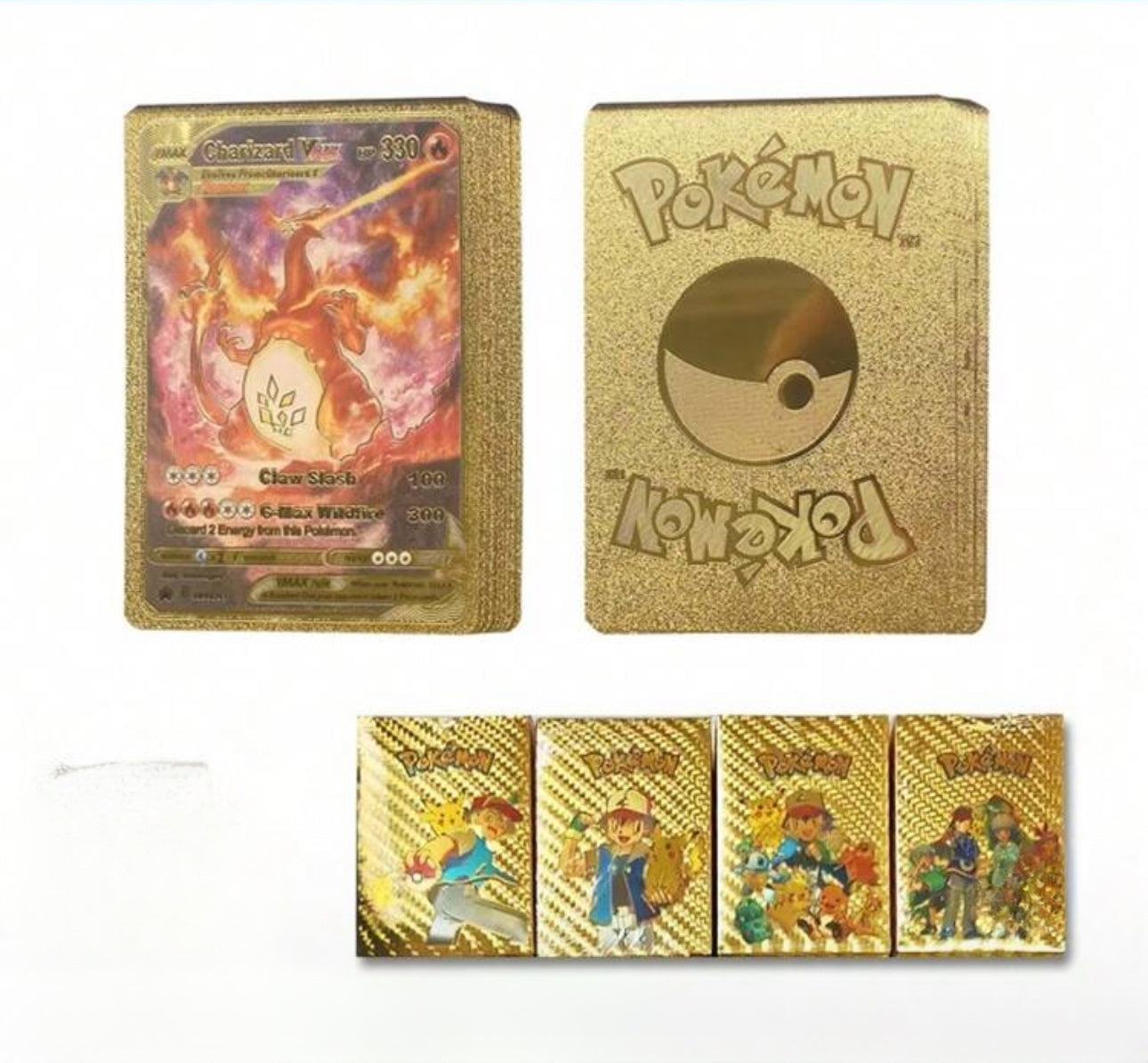 Pokémon Gold Foil Card Set – VMAX/GX/EX (55–110PCS) | Charizard, Pikachu, Arceus Multicolor 110Pcs Gold