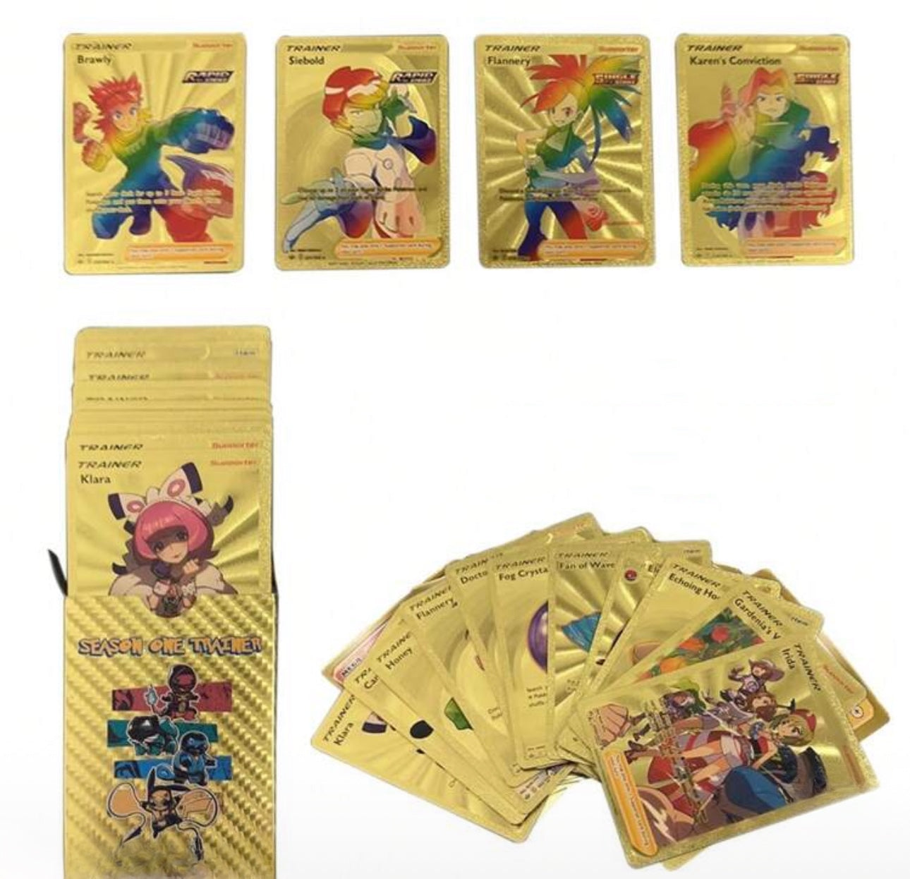 Pokémon Gold Foil Card Set – VMAX/GX/EX (55–110PCS) | Charizard, Pikachu, Arceus Multicolor 55 Pieces Of Trainer