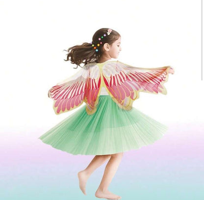 New Kids Fairy Costume Set With Butterfly Wing Cloak & Mask, Cute Butterfly Dress-Up Cloak Suitable For Outdoor Play, Great Valentine's Day And New Year Gift Red SP43-4